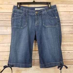DKNY Jeans Denim Bermuda Shorts with Tie Bottom Size 6